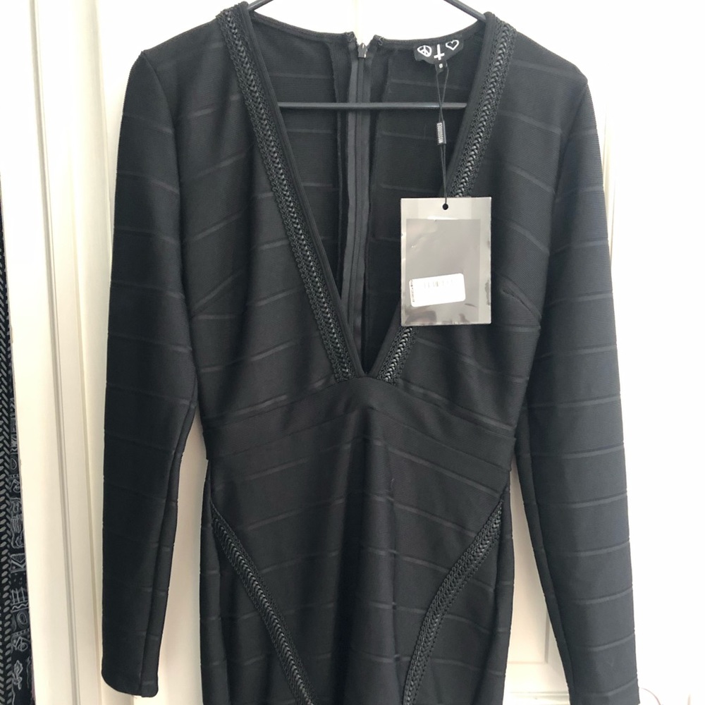 Missguided Plunging Neck Body Con Dress